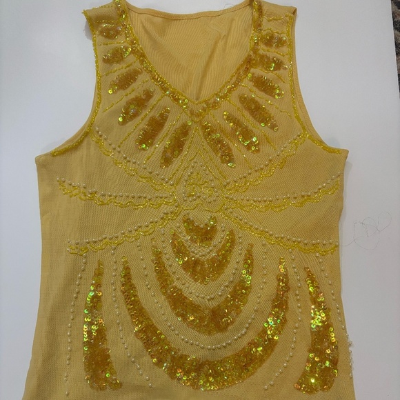 Tops - y2k beaded yellow tank top